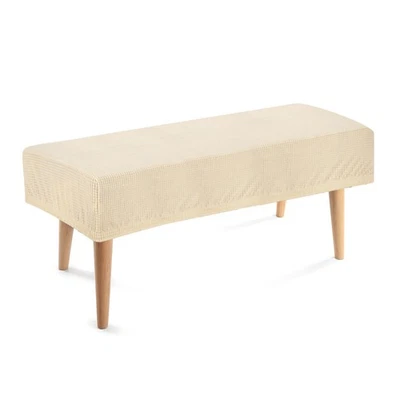 Cubierta de banco de comedor, funda protectora de asiento de banco de piano elástica, blanca Foto 1 de 4