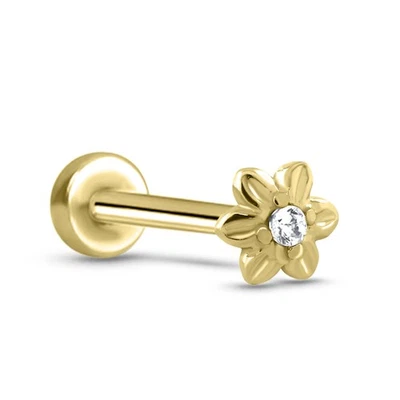 Pino de nariz Labret sem rosca aço 316L flor Monroe 16G 18G 20G - Imagem 1 de 3