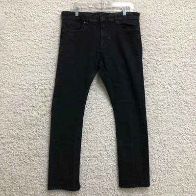 Volcom Jeans 34x31 Mens Black Denim Slim Fit Straight Stretch Dark Wash Casual - Image 1 of 4