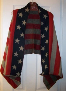 Suéter Patriótico Chaleco Cardigan Chal Abierto Más Largo Drapeado Fluido Delantero - Imagen 1 de 2