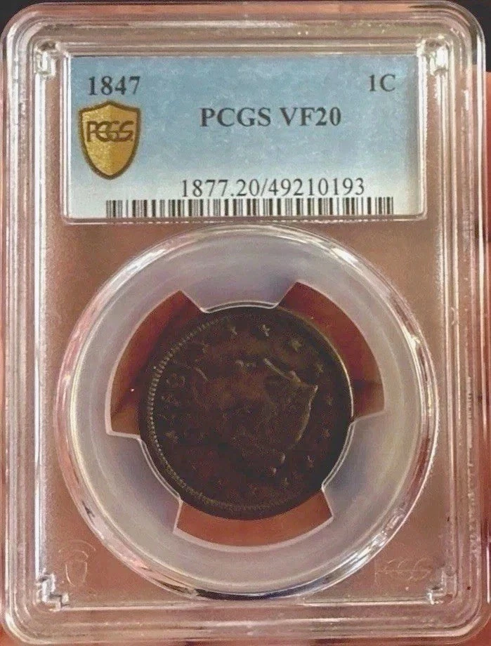 Holidays special!   1847-P PCGS VF20BN Braided Hair 1C” Old US Coin “￼ - Image 1 of 2