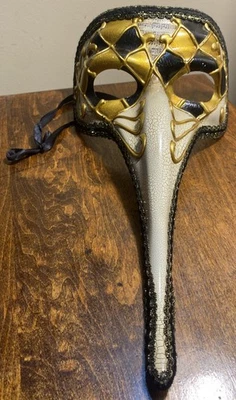 Venetian Masquerade Hand Painted Plastic Mask Made In Italy Halloween - Image 1 of 4