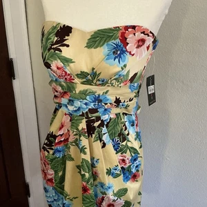 Vestido Vintage Teeze Me Floral Drapeado Sin Tirantes Mini Y2K Amarillo Romántico 9 S Nuevo con Etiquetas - Imagen 1 de 8