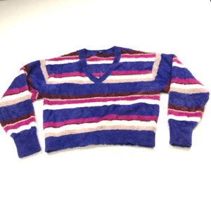 Splendid Small Dolman Fuzzy Eyelash V-Neck Pullover Sweater Blau NEUWERTIG RS0211X - Bild 1 von 11