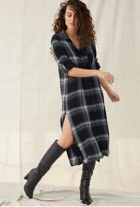 Bella Dahl Button Down Plaid Flannel Dress  - Picture 1 of 3