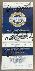 Signed by 4 Derek Jeter Matsui Cano Swisher game Ticket Baseball Yankees MLB - Picture 1 of 2