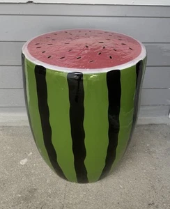 Home Goods Handcrafted Ceramic Food Stool Rare Green Red Black Watermelon 🍉 - Picture 1 of 7
