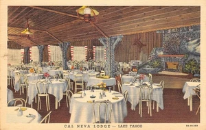 Postal de lino vintage para comedor Cal-Neva Lodge Lake Tahoe - Imagen 1 de 2