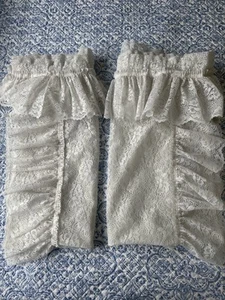Vintage JC Penney Set Of 2 Lace Curtain Panels 46” x 52 Ruffle Top And Side - Picture 1 of 11