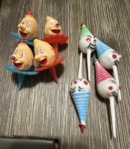 Vintage Clown Cupcake Cake Picks Decor Lot Of 8 Birthday - Picture 1 of 7