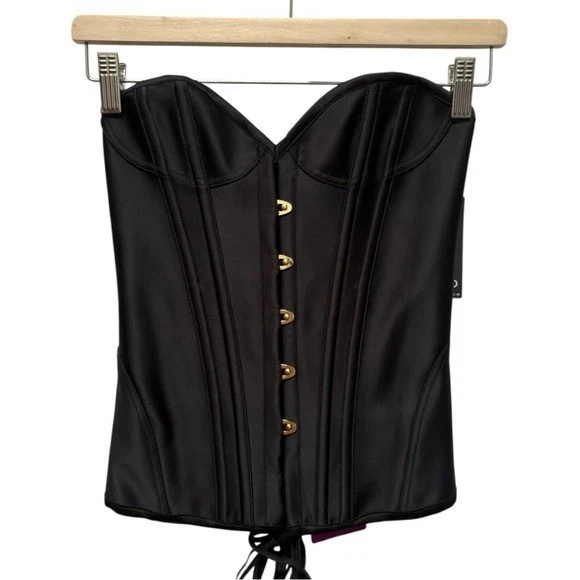 Agent Provocateur Penelope V neck Lace Up Back Corset Black Size XS NEW - Image 1 of 4