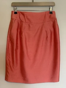 REISS Mollie Coral Lined Silk Pencil Skirt With Pockets Size 10 - Picture 1 of 8