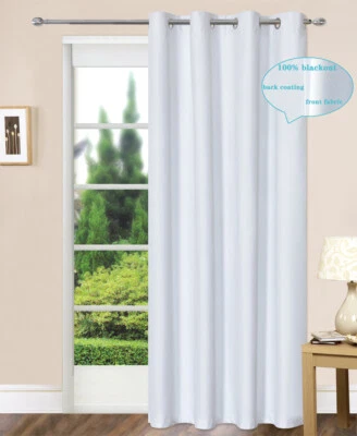 2PCS 100% Blockout Eyelet Curtains Microfiber Blackout Drapes Bedroom White - image 1 of 4