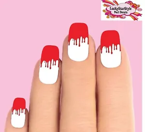 Waterslide Nail Decals Tips Set of 10 - Red Blood Paint Drip Dripping - Picture 1 of 1