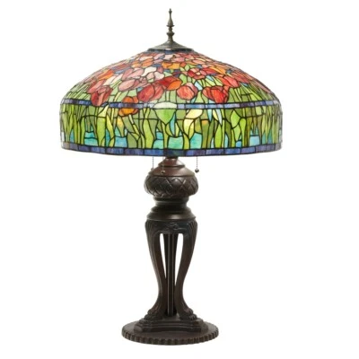 33.25"H Tulip Antique Style Stained Glass Table Lamp - Image 1 of 4