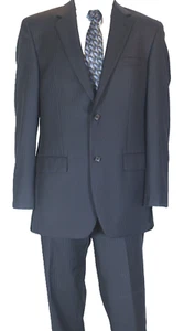 ALFANI~MINT!!~BLACK PNSTP'D WOOL CASHMERE MENS 40L SUIT FLAT FRONT PANTS 36X32.5 - Picture 1 of 17