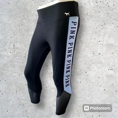 Leggings de yoga Victorias Secret rosa negro azul malla a rayas para mujer talla pequeña” Foto 1 de 4