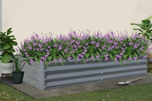 Domi 6x3x1ft Metal Galvanized Raised Garden Bed, Dark Grey Planter Box - Picture 1 of 13