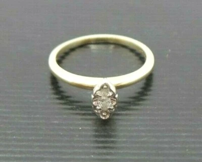 STUNNING 14K 2TONE MARQUISE DIAMOND ENGAGEMENT RING .05 ct SZ 4  G121579-3 1.33g - Image 1 of 4