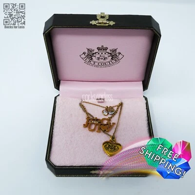 RARO Juicy Couture Vintage Logo Collar Triple Cadena Corona Corazón con CAJA Foto 1 de 4