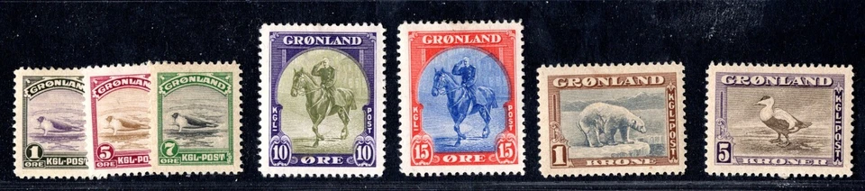 GREENLAND 1945 SCOTT #10||18 SET OF 7 MINT HINGED - Image 1 of 2