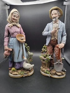 Vintage Homco Porcelain Hand Painted Farmer Old Man Woman Figurines #8816 - Picture 1 of 8