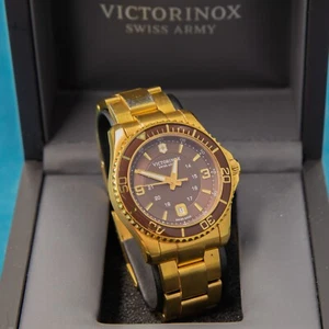 VICTORINOX Swiss Army Maverick Brown Dial Gold PVD Men's 241607 - USED 8" - Picture 1 of 6