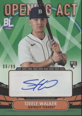 Steele Walker 2023 Topps Big League Opening Act Green RC Auto 06/99 #OAA-STE - Image 1 of 2