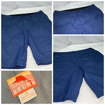 Tommy Bahama Relax Casual Shorts Sz 36 Blue Plaid Poly Flat Front YGI H1-425 - Image 1 of 4
