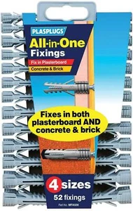 Plasplug All in One Gipskartonplatte Beton & Ziegelbefestigungen Menge 52 in 4 Größen - Bild 1 von 3