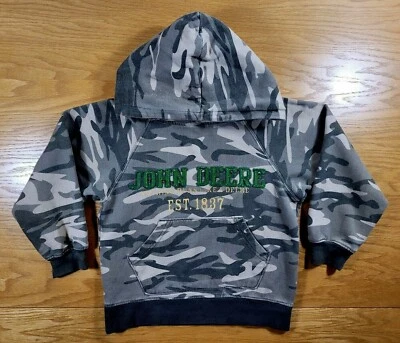 JOHN DEERE Distressed Logo Hooded Sweatshirt Hoodie Kids Small (4) - SOLD AS IS - Image 1 of 2