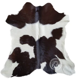 Real Calfskin Rug Chocolate and White - Size 3-3.5 x 3-3.5' - Picture 1 of 5