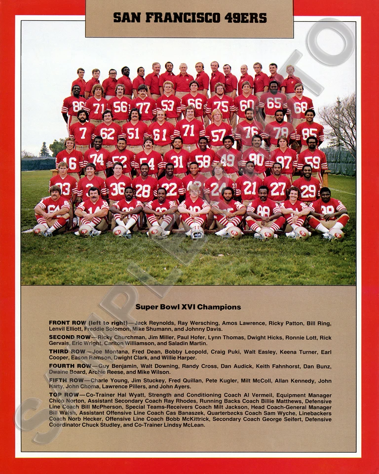 1981 SAN FRANCISCO 49ERS SUPER BOWL CHAMPIONS TEAM  8X10 PHOTO - Image 1 of 1
