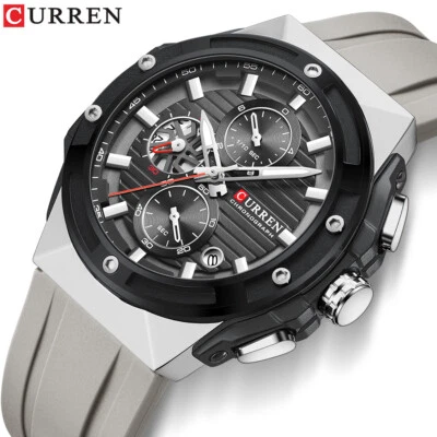 CURREN Men Quartz Watch Silicone Wristwatch Calendar Multifunction Male Watches - Image 1 of 4