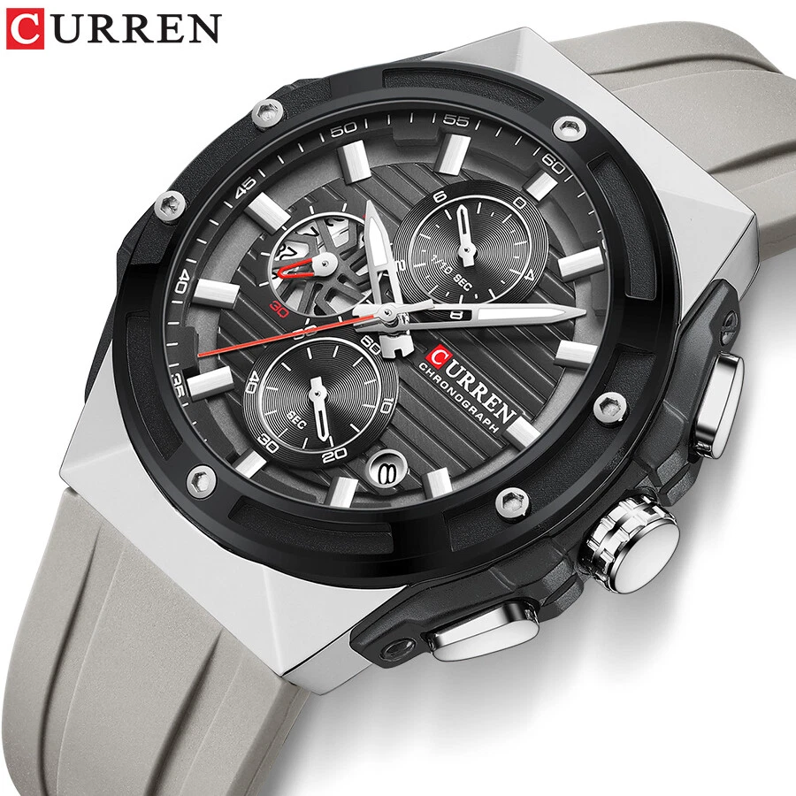 CURREN Men Quartz Watch Silicone Wristwatch Calendar Multifunction Male Watches - Image 1 of 4