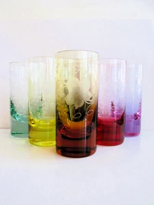 11.8 fl.oz Czech/Bohemian MOSER Set Six Crystal Bar Tumblers Glasses 6.1 in tall - Picture 1 of 12