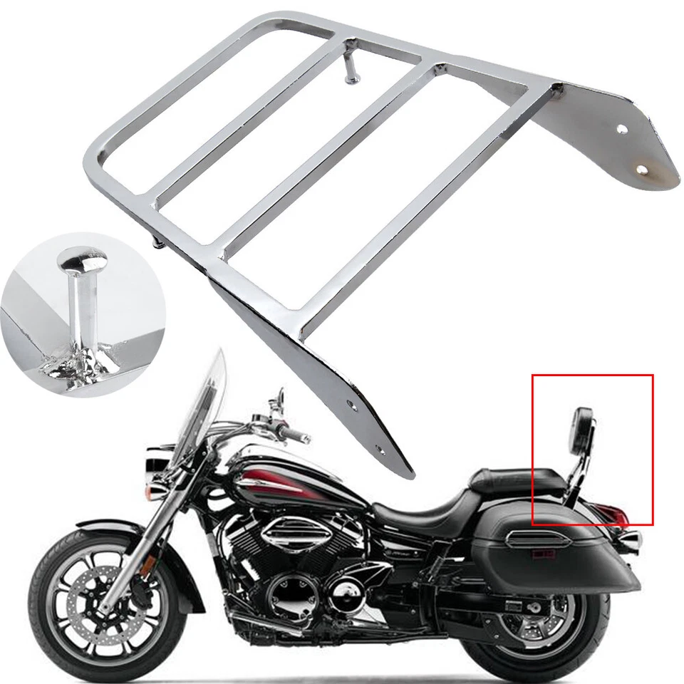 Backrest Sissy Bar Luggage Rack Fit For Yamaha V-Star 400 650 1100 1998-2011 - Image 1 of 4