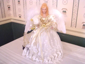 KURT ADLER-UL #1986- 12" BLANCO/DORADO LED ILUMINADO ÁRBOL ÁNGEL - NUEVO - Imagen 1 de 5