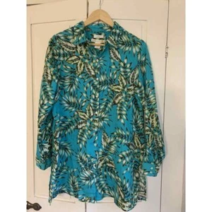 C&C California camicia di lino donna Roll Tab floreale tunica colorata boho costiero - Foto 1 di 15
