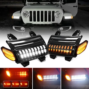 2PCS LED Fender Lights Sequential DRL Turn Signal for Jeep Wrangler JL 2018-2024 - Picture 1 of 12