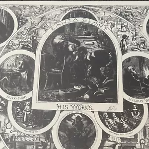 Santa Claus Works Thomas Nast xilografia stampa incisa 1866 Harper's settimanale rara - Foto 1 di 17