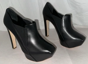$650❤️39/8.5 RUPERT SANDERSON Black Leather Platform Heels Ankle Boots Bootie - Picture 1 of 12