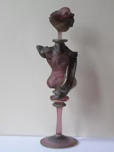 Kunstglas große Parfümflasche mit Stopfen handgefertigte abstrakte Figur einer Frau - Bild 1 von 10