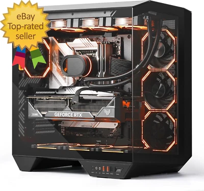 Full-Tower ATX Gaming PC Case Back Plug-In Motherboard, Dual-Chamber Panoramic - Image 1 of 4