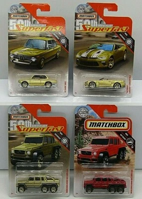 2019 MATCHBOX SUPERFAST GOLD,50TH ANNIVERSARY,MERCEDES,BMW,CAMARO LOT OF 4 - Image 1 of 4
