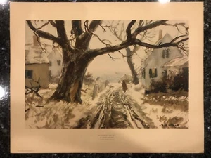 WINTER BY THE SEA BY JOHN WHORF LIVING AMERICAN ART LITHOGRAPH VINTAGE PRINT - Picture 1 of 5
