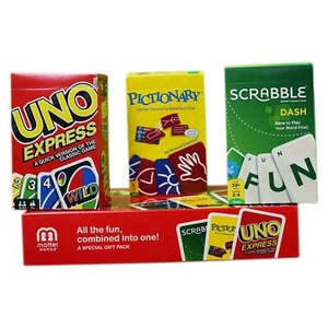 Mattel Games UNO Express, Pictionary, Scrabble Pack of 3 - Picture 1 of 4