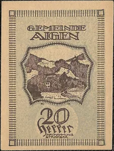 Billet de nécessité - Notgeld Autriche - Aigen im Ennstal 20 heller 1920 ! - Bild 1 von 2