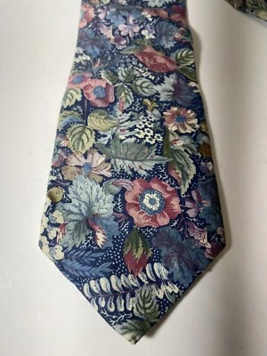 Surrey Sophisticates Mens Neck Tie Cotton Floral Print Made in USA - Image 1 of 4