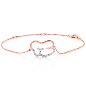 10K Solid Rose Gold Diamond Avant Garde Bracelet For Women | 0.10 Cttw | 7 Inch - Picture 1 of 3